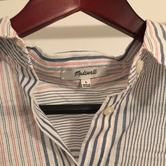 Madewell Striped Shirt Dress w/ Tie Size L NWT - Picture 4 of 5